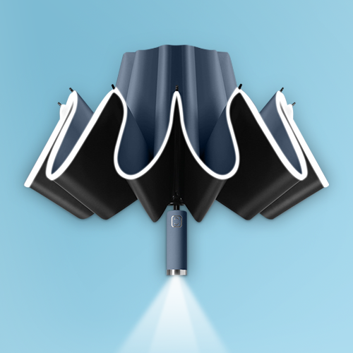 Automatic Open Close Reverse LED Umbrella sunny and rainy windproof sunscreen flashlight lighting umbrella