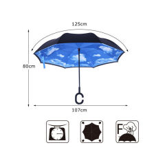 Wholesale Upside Down Invert Umbrella for Rain Inside Out Custom Double Layer Arc C Handle Windproof Reverse Umbrella