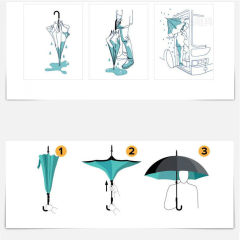 Wholesale Upside Down Invert Umbrella for Rain Inside Out Custom Double Layer Arc C Handle Windproof Reverse Umbrella