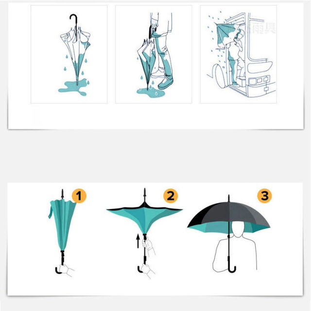 Wholesale Upside Down Invert Umbrella for Rain Inside Out Custom Double Layer Arc C Handle Windproof Reverse Umbrella