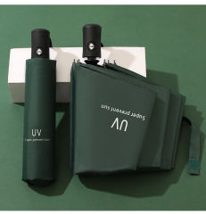 Wholesale promotional 3 folding uv automatic umbrella for rain windproof sun parasol umbrella Custom umbrella with logo prints