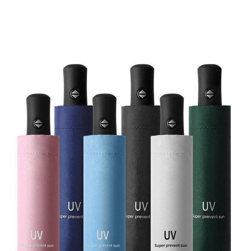 Wholesale promotional 3 folding uv automatic umbrella for rain windproof sun parasol umbrella Custom umbrella with logo prints