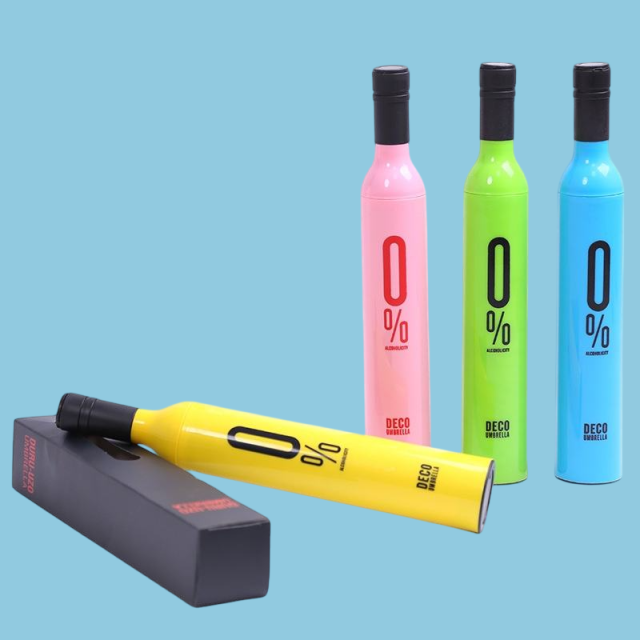 8K Wholesale 3 Fold Umbrella Price Cheap Design Solid Color Umbrella Promotional Wine Bottle Umbrella