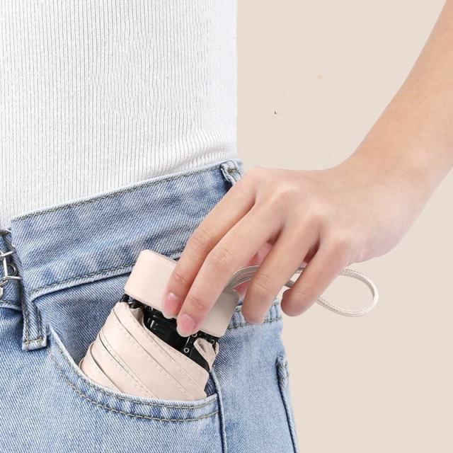 2025 New Arrival Square Anti UV Small Mini Six-fold Pocket Umbrella Business Gifts Foldable Umbrella With Zipper Hard Case