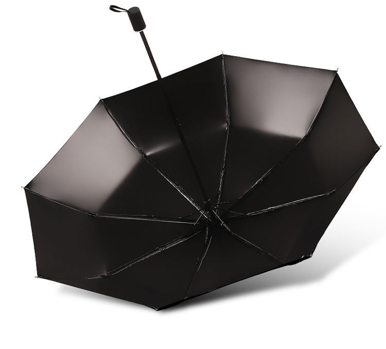Bronzing Feather Umbrella Black UV Proof Coating Chromatic Sunshade 3 Folding Section Umbrella