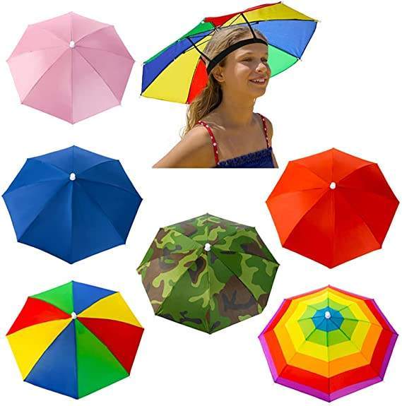 Wholesale Head Umbrella Hat Cap Custom Print Sublimation Small Portable Headwear Umbrella Hat Outdoor Fishing Umbrella