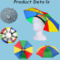 Wholesale Head Umbrella Hat Cap Custom Print Sublimation Small Portable Headwear Umbrella Hat Outdoor Fishing Umbrella