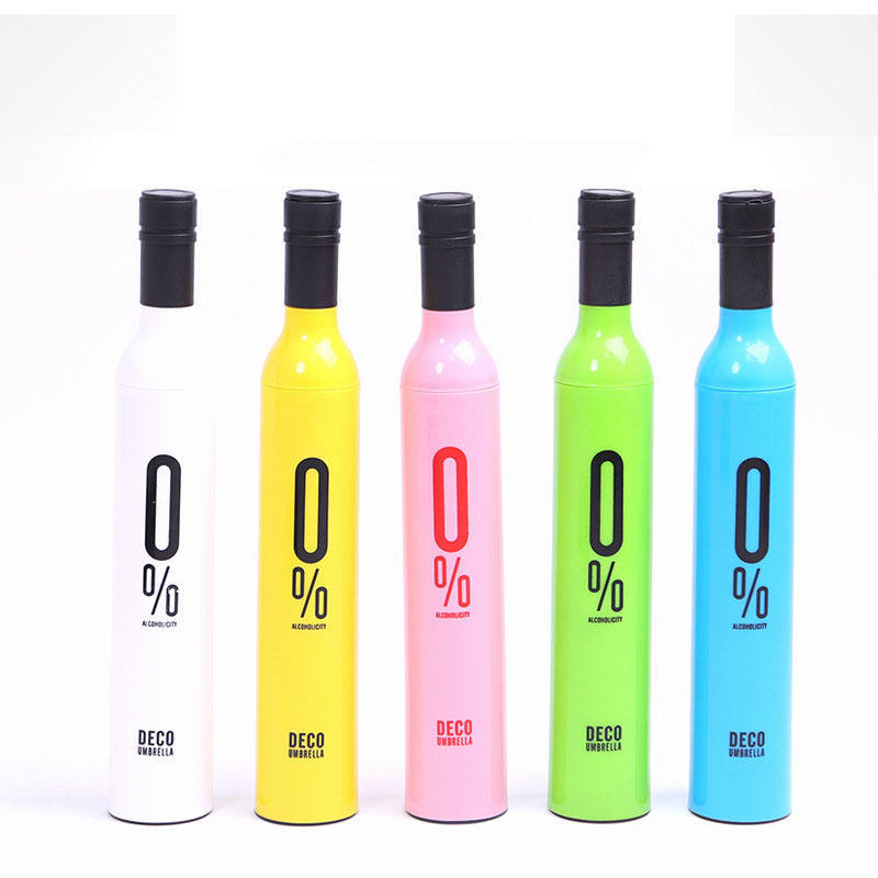 8K Wholesale 3 Fold Umbrella Price Cheap Design Solid Color Umbrella Promotional Wine Bottle Umbrella