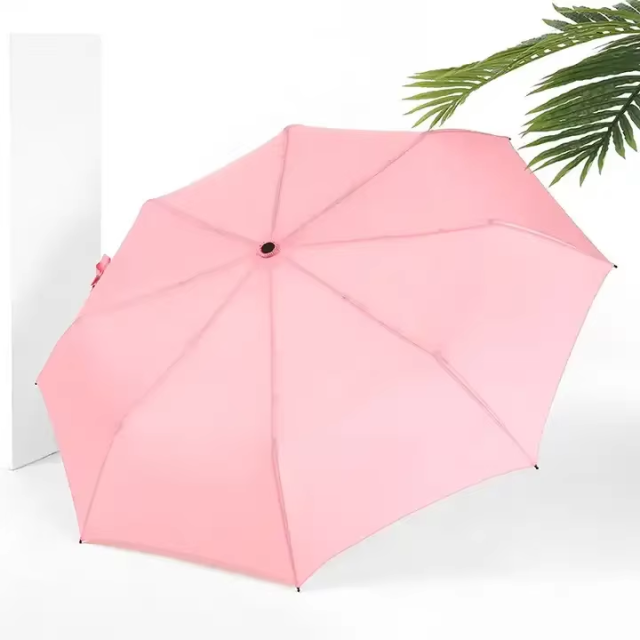 23 Inch 8 Bone Eco-friendly Solid Wooden Fold Umbrella Discount Design Sturdy Windproof Three Folding Umbrella