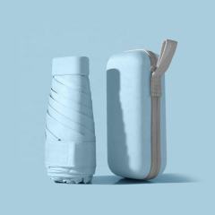 2025 New Arrival Square Anti UV Small Mini Six-fold Pocket Umbrella Business Gifts Foldable Umbrella With Zipper Hard Case