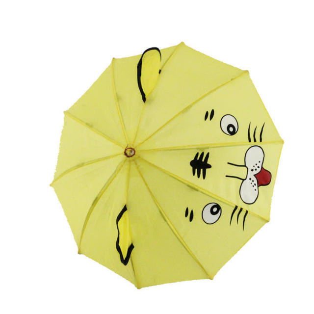 Lightweight Cute Straight Stick Ears Umbrella Toddlers Kids Character Cartoon 3d Animal Frog Child Umbrella
