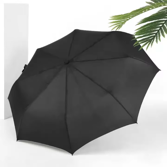 23 Inch 8 Bone Eco-friendly Solid Wooden Fold Umbrella Discount Design Sturdy Windproof Three Folding Umbrella