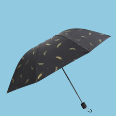 Bronzing Feather Umbrella Black UV Proof Coating Chromatic Sunshade 3 Folding Section Umbrella