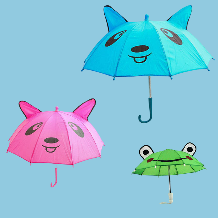 Lightweight Cute Straight Stick Ears Umbrella Toddlers Kids Character Cartoon 3d Animal Frog Child Umbrella