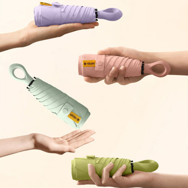 5-Folding Mini Pocket Sun Screen Portable Short Umbrella with Logo Custom