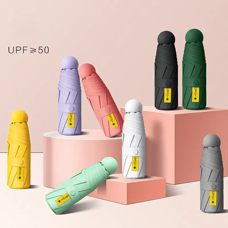 OEM Made in China 8 ribs 6K Portable Cheap Foldable Mini UV Umbrella Pocket with Logo for Customization