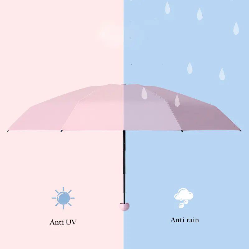OEM Made in China 8 ribs 6K Portable Cheap Foldable Mini UV Umbrella Pocket with Logo for Customization