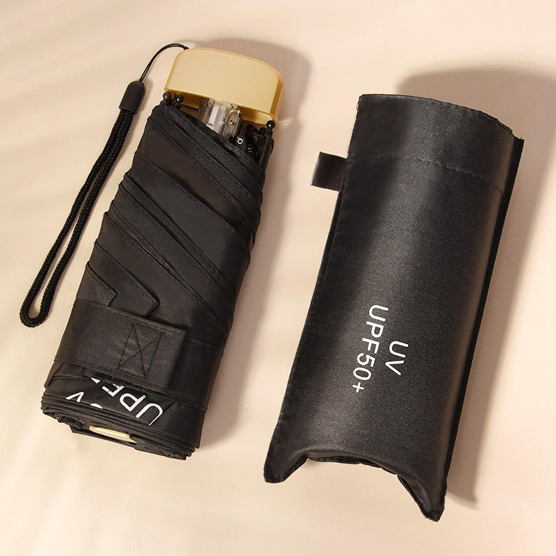 Portable Compact Five-Fold Mini Umbrella Cute Design Manual Control UV Sun Umbrella Lightweight and Tiny Pocket for Adult Travel