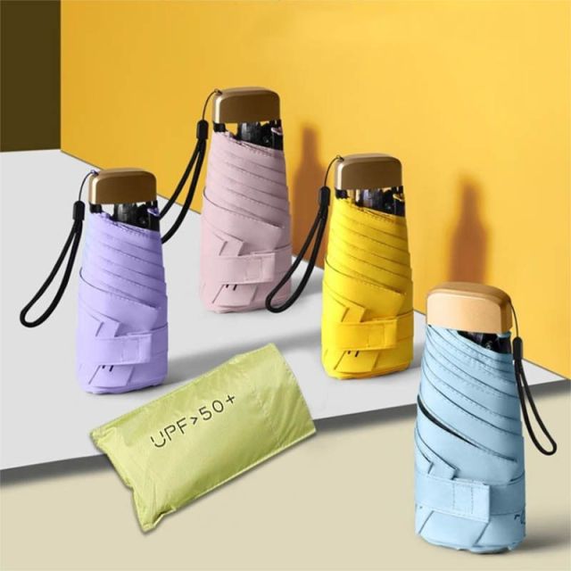 Portable Compact Five-Fold Mini Umbrella Cute Design Manual Control UV Sun Umbrella Lightweight and Tiny Pocket for Adult Travel