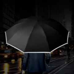 Automatic wholesale reverse 10 ribs reflective parapluie custom wooden handle windproof inverted uv protection folding umbrella