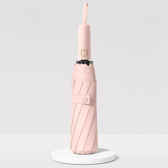 Wholesale price custom clear light color three folding umbrella with logo for the rain