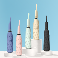 Wholesale price custom clear light color three folding umbrella with logo for the rain