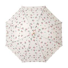 Custom Logo Print Freshly Simple Solid Color Wooden Handle Umbrella Fashionable Minimalist 8K Adults Men's Women's Sun Shield