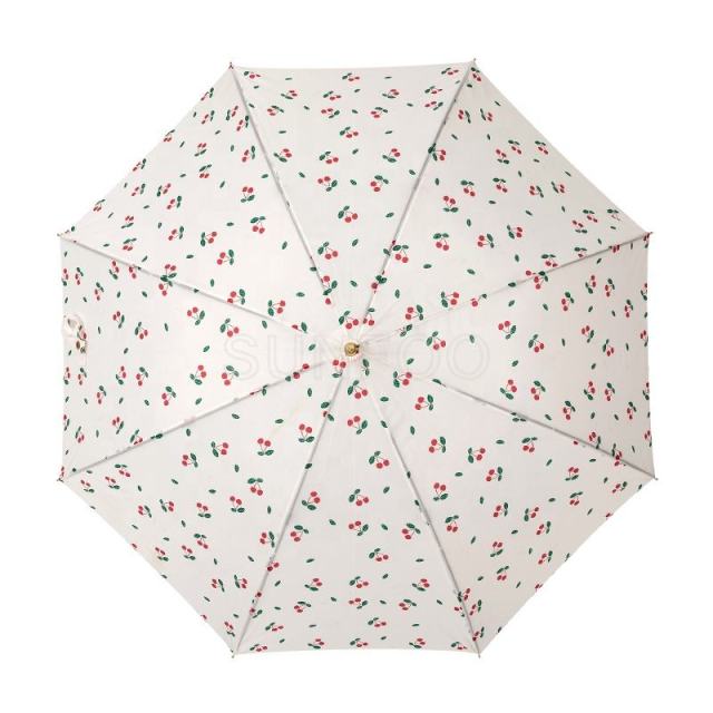 Custom Logo Print Freshly Simple Solid Color Wooden Handle Umbrella Fashionable Minimalist 8K Adults Men's Women's Sun Shield