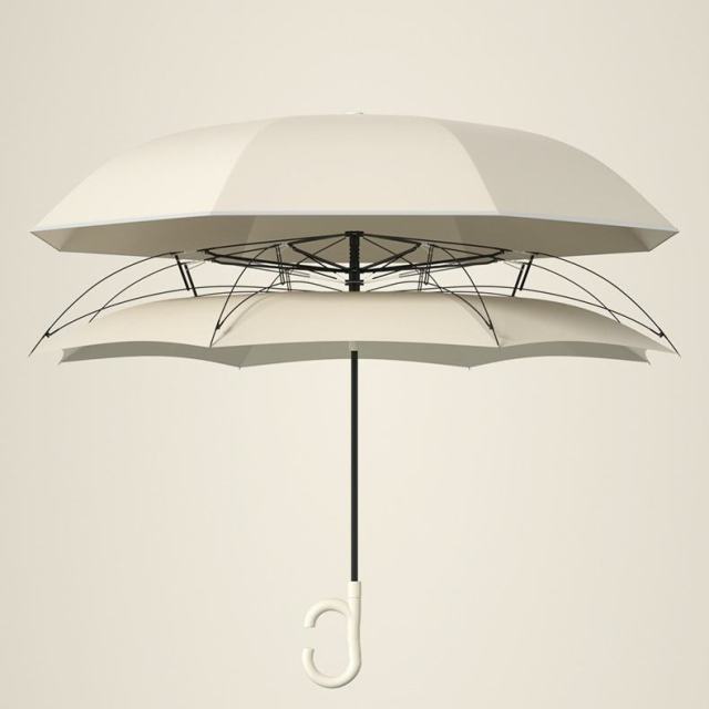 Double Layer Auto Open Inverted Reverse C-Shaped Handle Easy Grip Windproof Umbrella