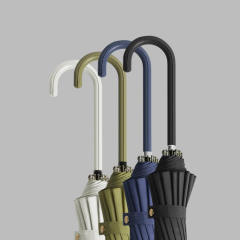 16k Windproof Umbrella Long Handle,Simple Solid Color Custom Logo Wooden Handle Straight Umbrella
