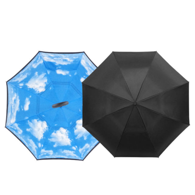 23 inches resistant frame c handle smart reverse umbrella upside-down double layer inverted umbrella