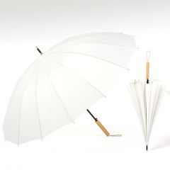 New Style Candy Color 16 Bone Wooden Handle Large Size Straight Pole Umbrella Fashion Long Handle Umbrella