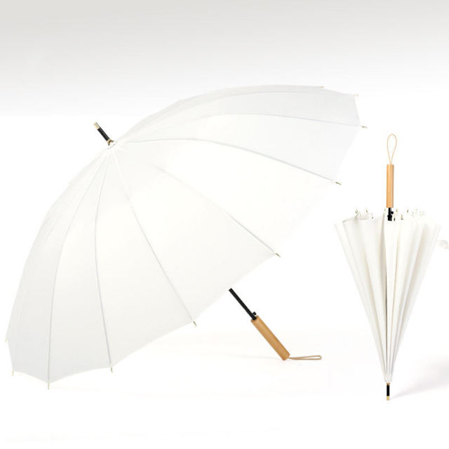 New Style Candy Color 16 Bone Wooden Handle Large Size Straight Pole Umbrella Fashion Long Handle Umbrella