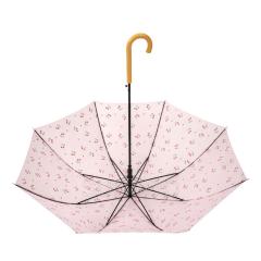 Custom Logo Print Freshly Simple Solid Color Wooden Handle Umbrella Fashionable Minimalist 8K Adults Men's Women's Sun Shield