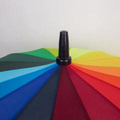 16k Rainbow Colors Black Steel Frame Long Handle Straight Anti-UV Windproof Rain Stick Auto Open Large Umbrella