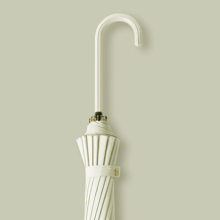 16k Windproof Umbrella Long Handle,Simple Solid Color Custom Logo Wooden Handle Straight Umbrella