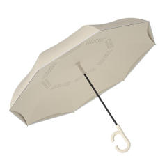 Double Layer Auto Open Inverted Reverse C-Shaped Handle Easy Grip Windproof Umbrella