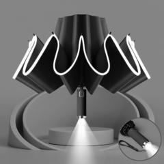 promotional Outdoor sunshade umbrella custom reverse automatic folding parasols umbrella with led light