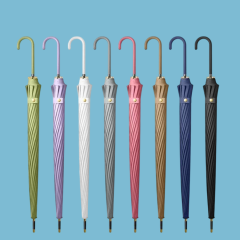 16k Windproof Umbrella Long Handle,Simple Solid Color Custom Logo Wooden Handle Straight Umbrella
