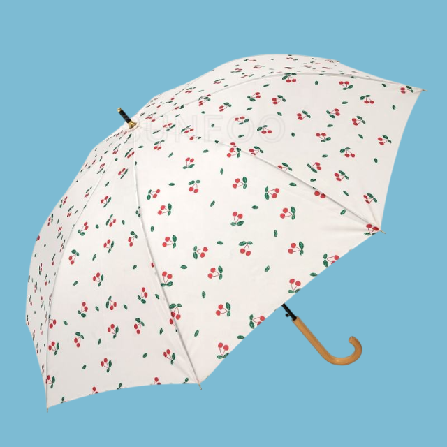 Custom Logo Print Freshly Simple Solid Color Wooden Handle Umbrella Fashionable Minimalist 8K Adults Men's Women's Sun Shield