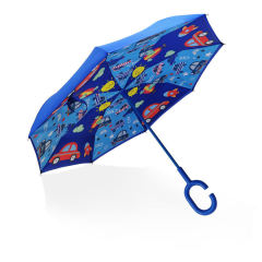 C-shaped Handle Double Layer Polyester Kid Invert Reverse Umbrella