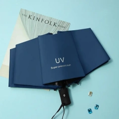 Wholesale Full Automatic Opening  Custom  LOGO Three Folding  Umbrella for Souvenir Gift Advertising UV Protection fold Umbrella