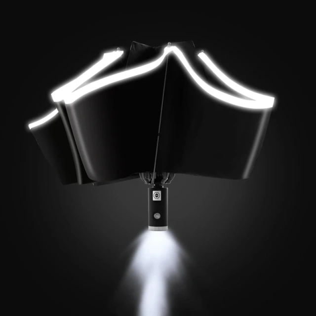 Cheap Recycled Plastic 3 Fold Automatic Umbrella Handle LED Outdoor Solar Umbrella With Led Light With Custom Logo