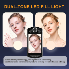 M8 Selfie-Kamera mit um 360 Grad drehbarem Touchscreen, 12 MP, Dual-LED-Fülllicht, kompaktes Design für Vlog-Porträts