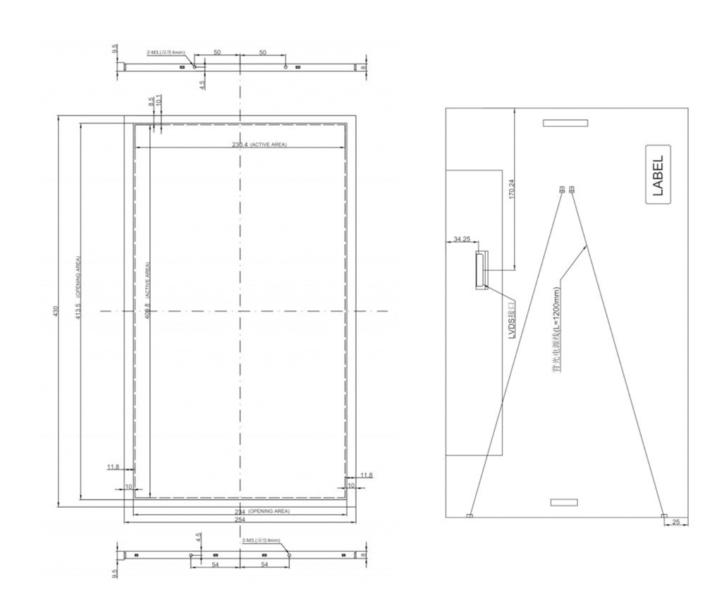 18.5 Inch 1366x768 30PIN Interface LVDS 1000nit LCD Module
