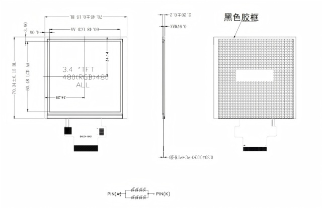 3.4 Inch 480×480 Industrial LCD Module