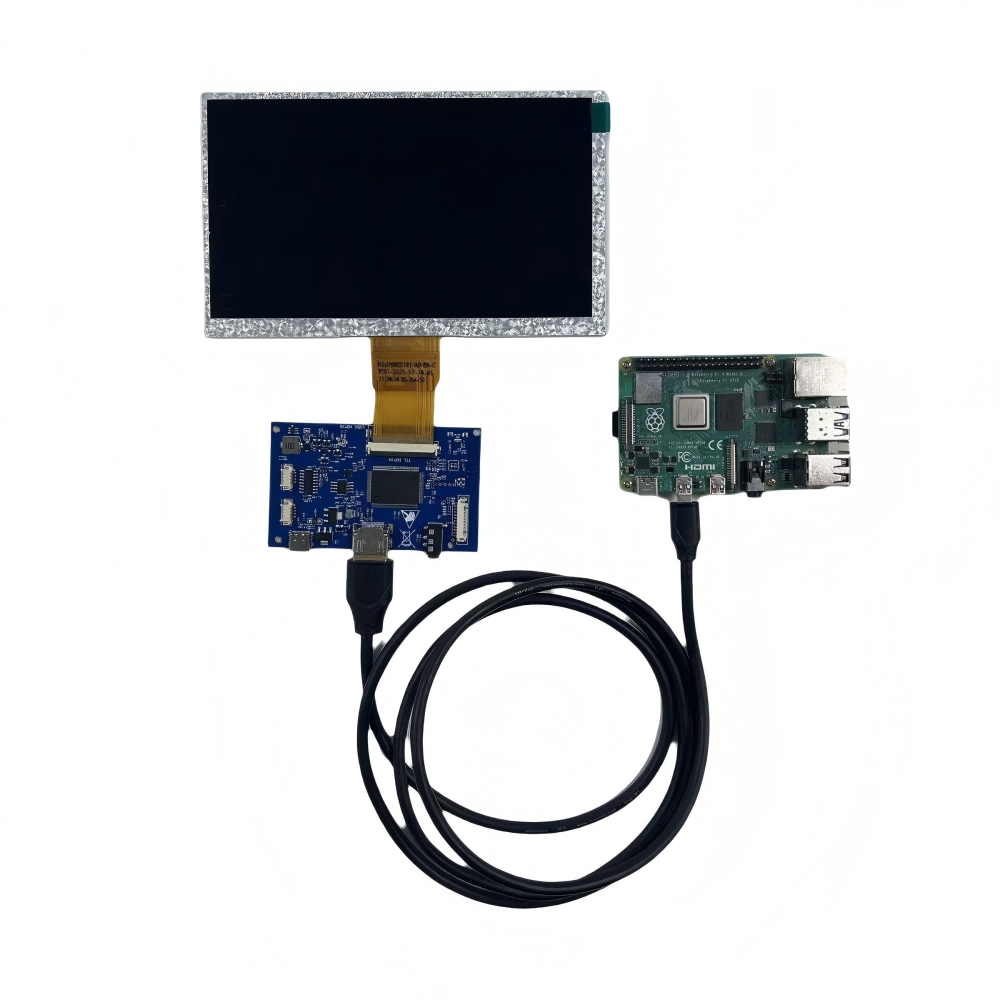 7 Inch 1024x600 HD-MI LCD Solution for Raspberry Pi - IPS 500 Nits Display & PCB800812 Driver Board