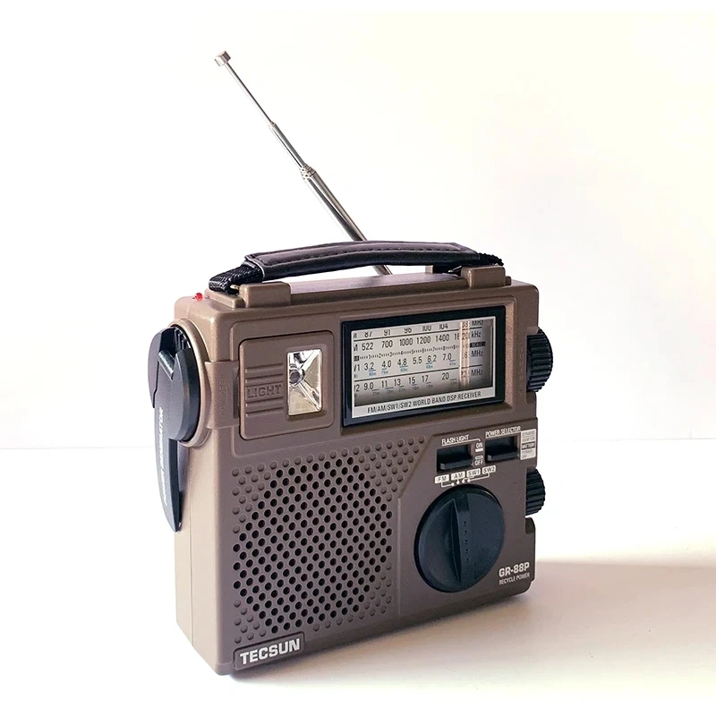 TECSUN GR-88 GR-88P Digital Radio Receiver Emergency Light Radio Dynamo Radio With Built-In Speaker Manual Hand Power