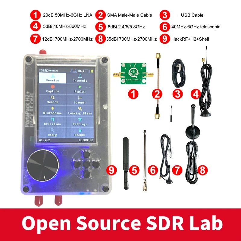 H2 1MHz to 6GHz SDR With Mayhem 2.0.1 Firmware Flashed,HackRF One