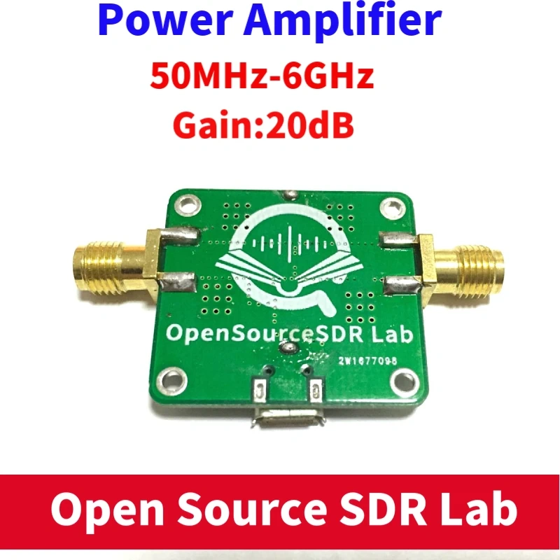 50M-6GHz Low Noise RF Amplifier Ultra Wideband Gain 20dB MicroUSB Power Supply